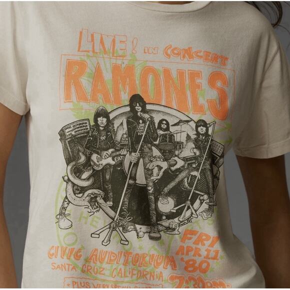 LETLUV for Antrhopologie Graphic RAMONES Band Tee Shirt XS/SM Tour Concert NYC - Picture 1 of 7